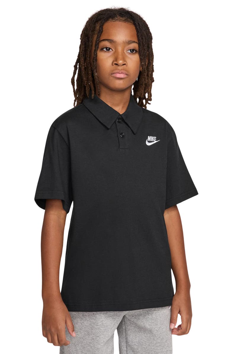 Nike Kids' Sportswear Club Solid Cotton Polo, Main, color, Black/ White