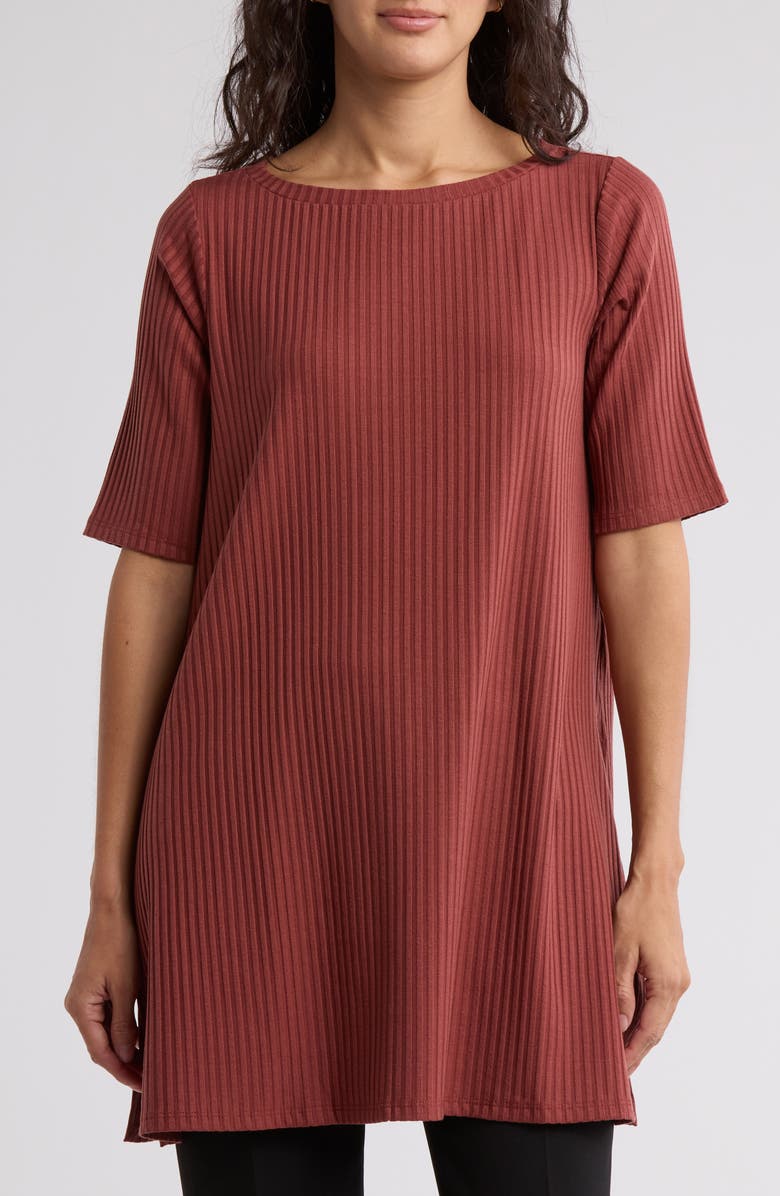 Eileen Fisher Bateau Neck Tunic Top, Main, color, 