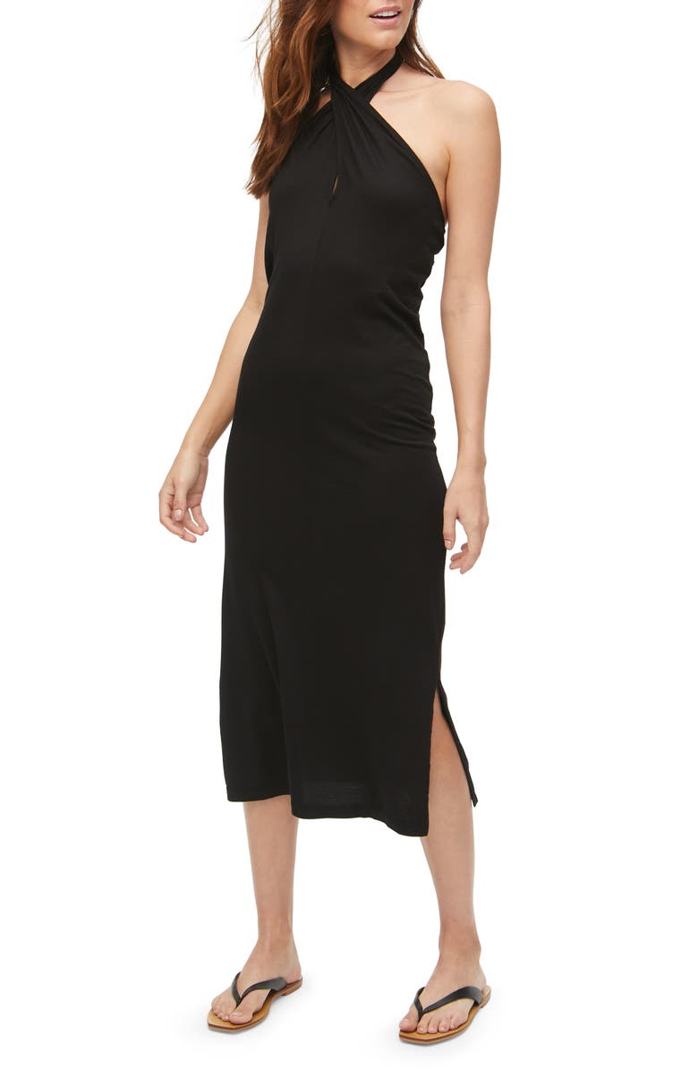 Michael Stars Hannah Twist Halter Neck Cotton & Modal Midi Dress, Main, color,