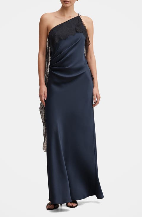 Sylvie Asymmetric Satin Gown