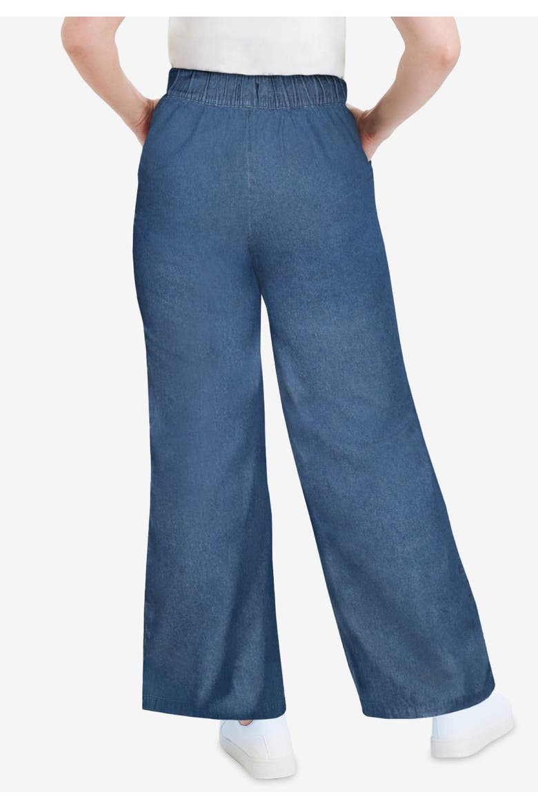Drawstring Denim Wide-Leg Bottoms., Alternate, color, MEDIUM WASH