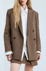 MANGO Houndstooth Double Breasted Blazer