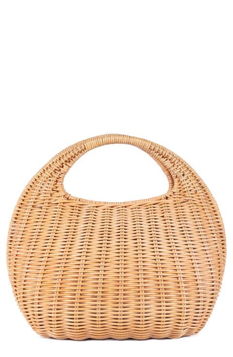 Ayla Woven Rattan Top Handle Bag