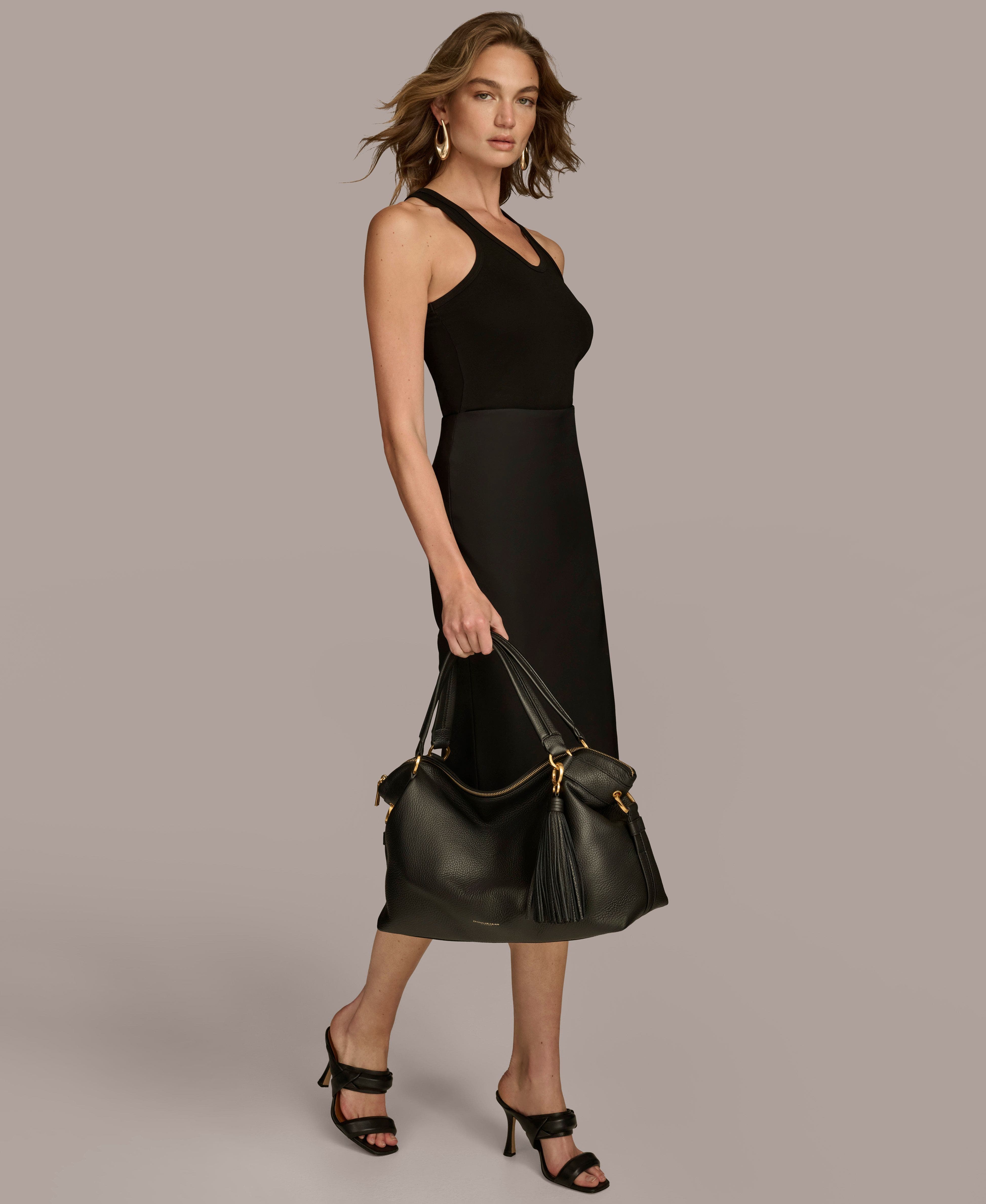 Donna Karan New York Glenwood Satchel, Alternate, color, Black/Gold