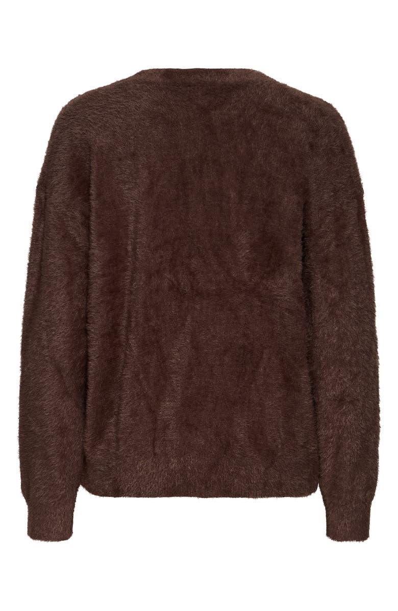 ICHI Eyelash Knit Cardigan, Alternate, color, Coffee Bean