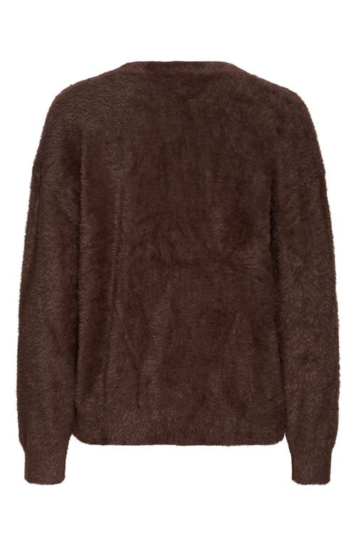 Ichi Eyelash Knit Cardigan In Brown