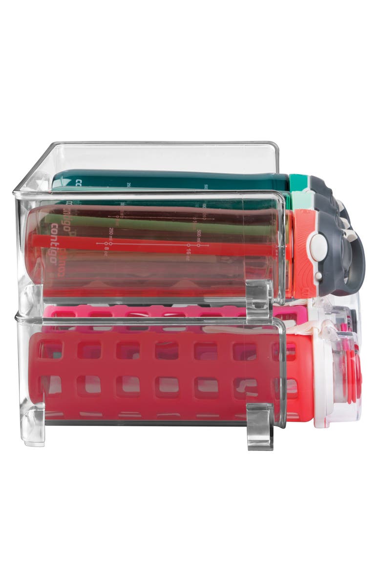 mDesign Plastic Free-Standing Stacking 3 Bottle Storage Rack, 4 Pack, USA Made, Alternate, color,