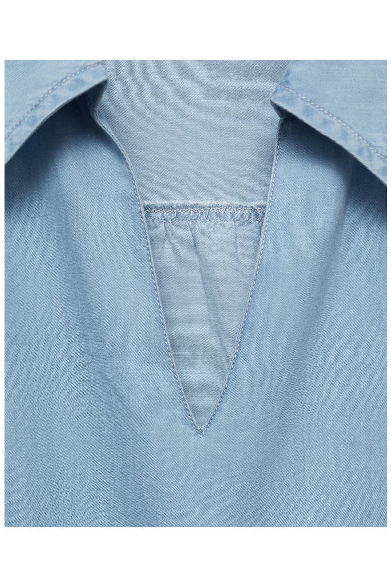 Puff Sleeve Tie Belt Denim Shirtdress, Alternate, color, LIGHT BLUE
