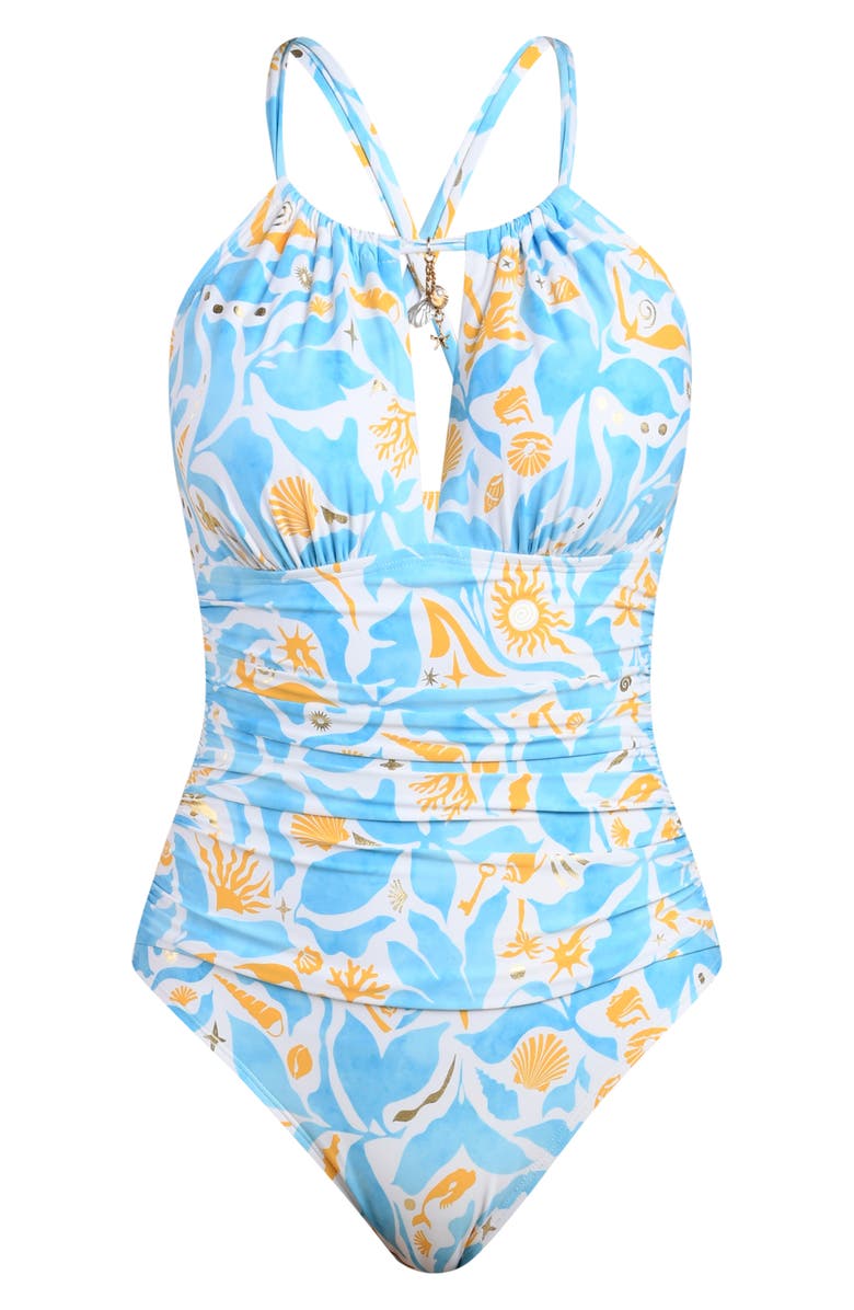 La Blanca Trinket Keyhole One-Piece Swimsuit, Alternate, color, Sky