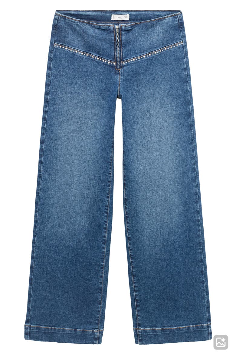 Low Rise Stud Wide Leg Jeans, Alternate, color, DARK BLUE