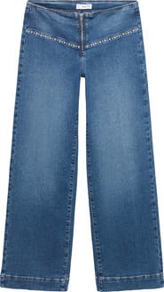 MANGO TEEN Low Rise Stud Wide Leg Jeans