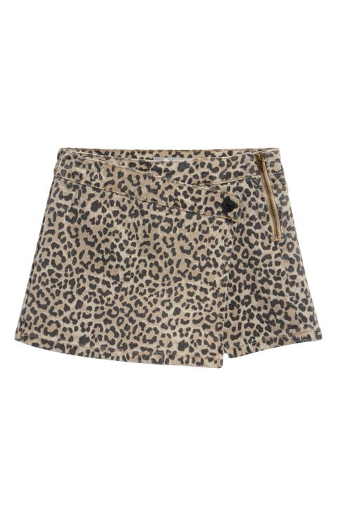 Kids' Leopard Print Overflap Skort