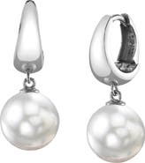 The Pearl Source White South Sea Pearl Hoop Willa Dangling Earrings