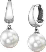 The Pearl Source White South Sea Pearl Hoop Willa Dangling Earrings