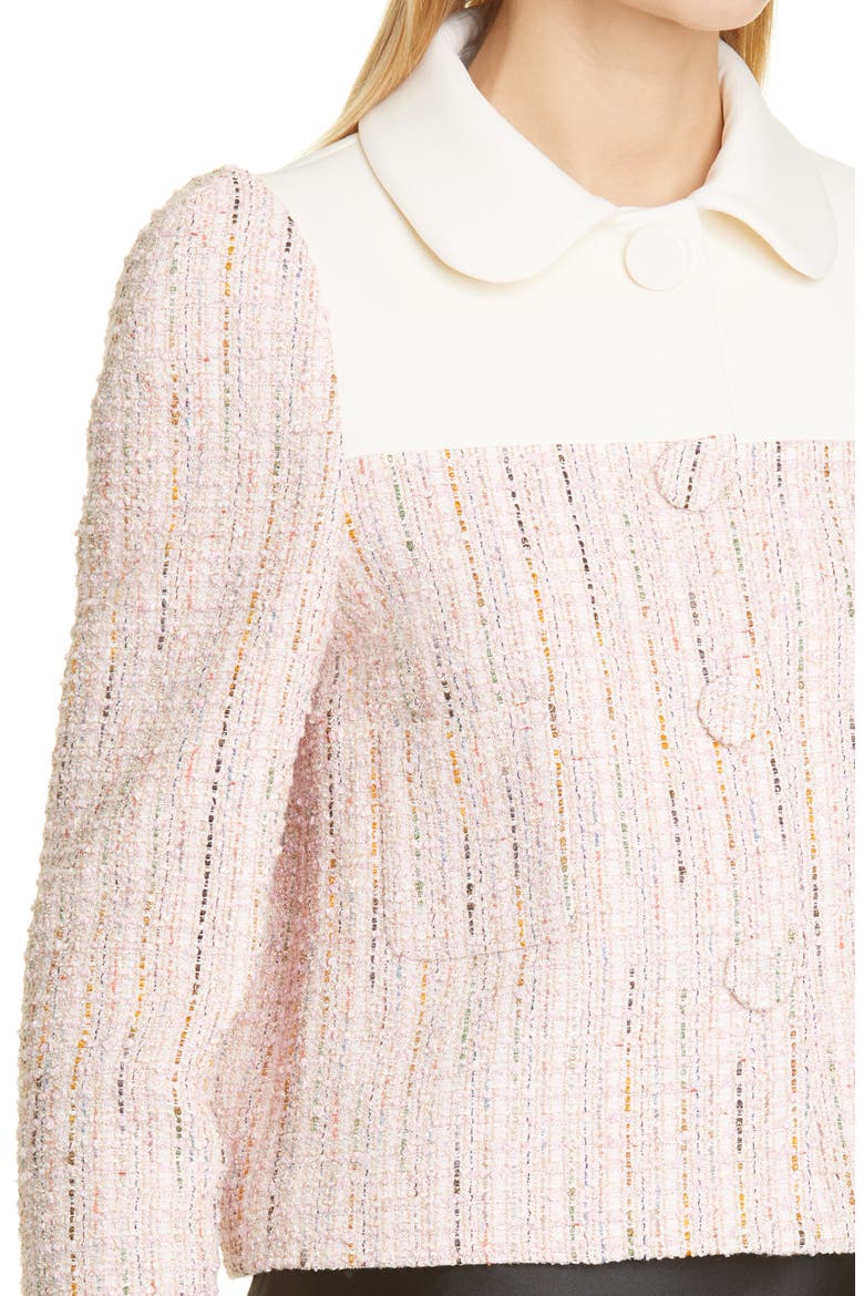 Patchwork Tweed Crop Jacket, Alternate, color, PINK/ WHITE