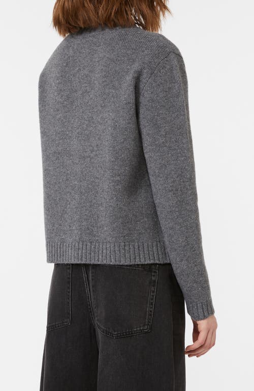 Weekend Max Mara Olbia Virgin Wool Crewneck Cardigan In Gray