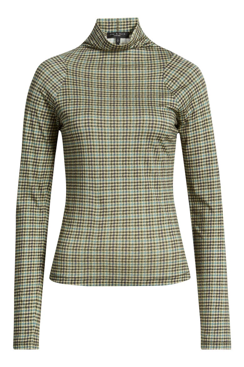 Shaw Paneled Plaid Turtleneck T-Shirt, Alternate, color, GREEN MULTI