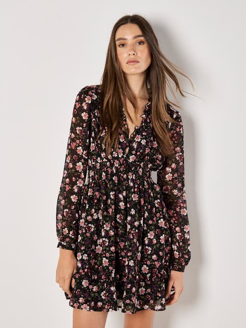 Painterly Floral Ruffle Mini Dress