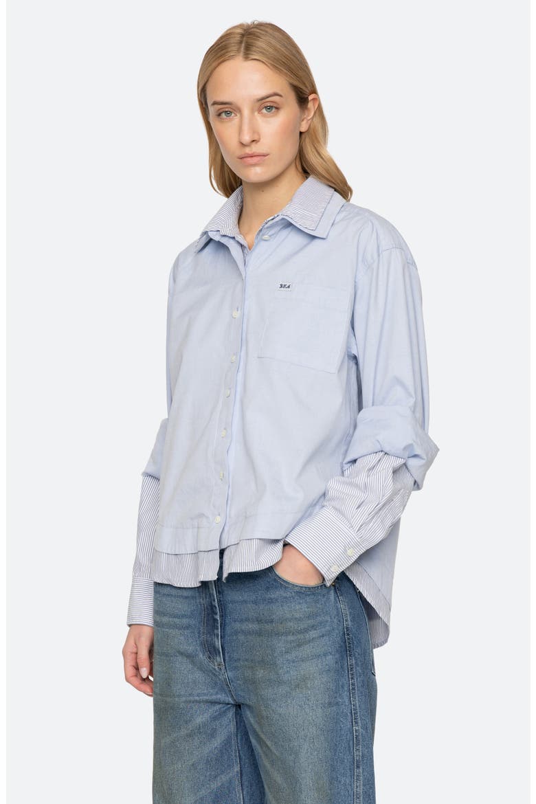 Zayna Double-Layer Cotton Shirt, Alternate, color, BLUE