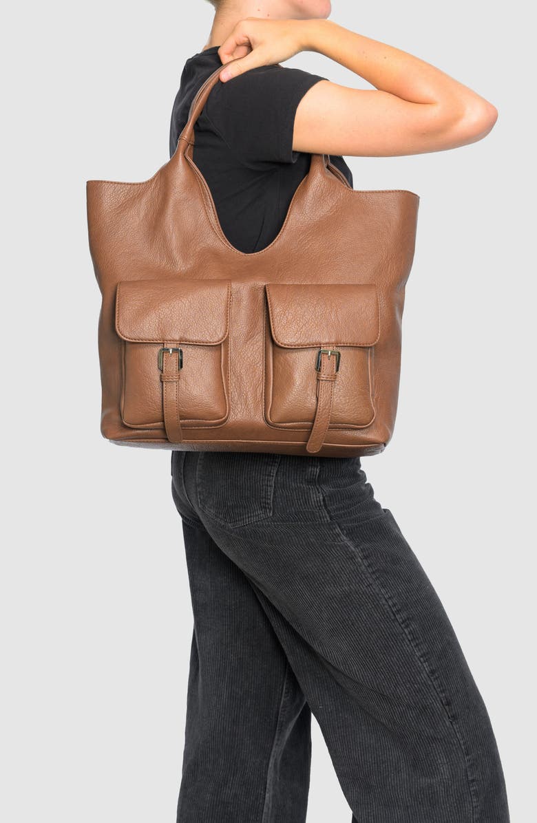 Urban Originals The Royale Vegan Leather Tote, Alternate, color, Chocolate