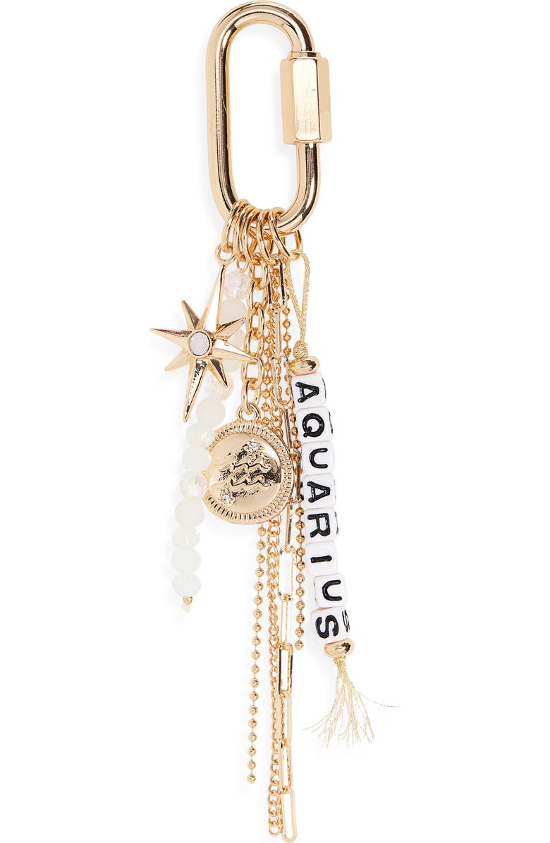 Chelsea28 Zodiac Bead Bag Charm, Main, color, Aquarius- White Multi- Gold