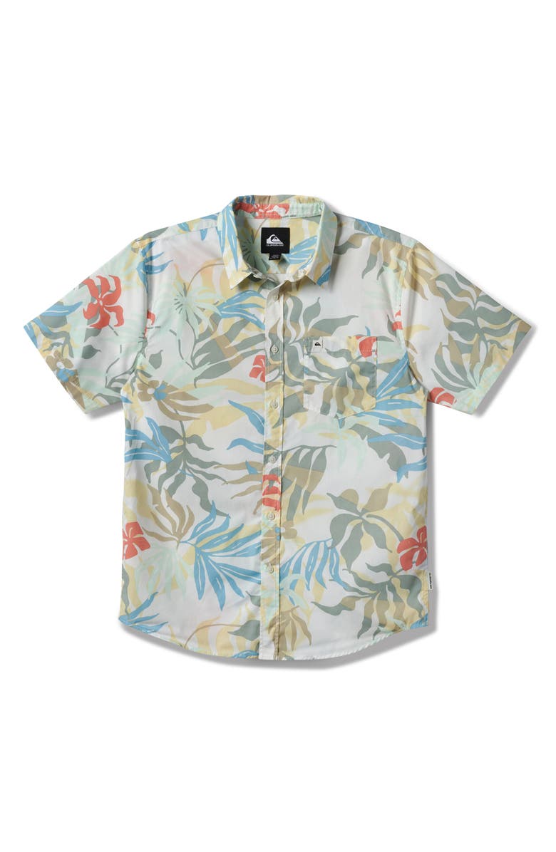 Quiksilver Blueweed Classic Short Sleeve Button-Up Shirt, Main, color, Off White