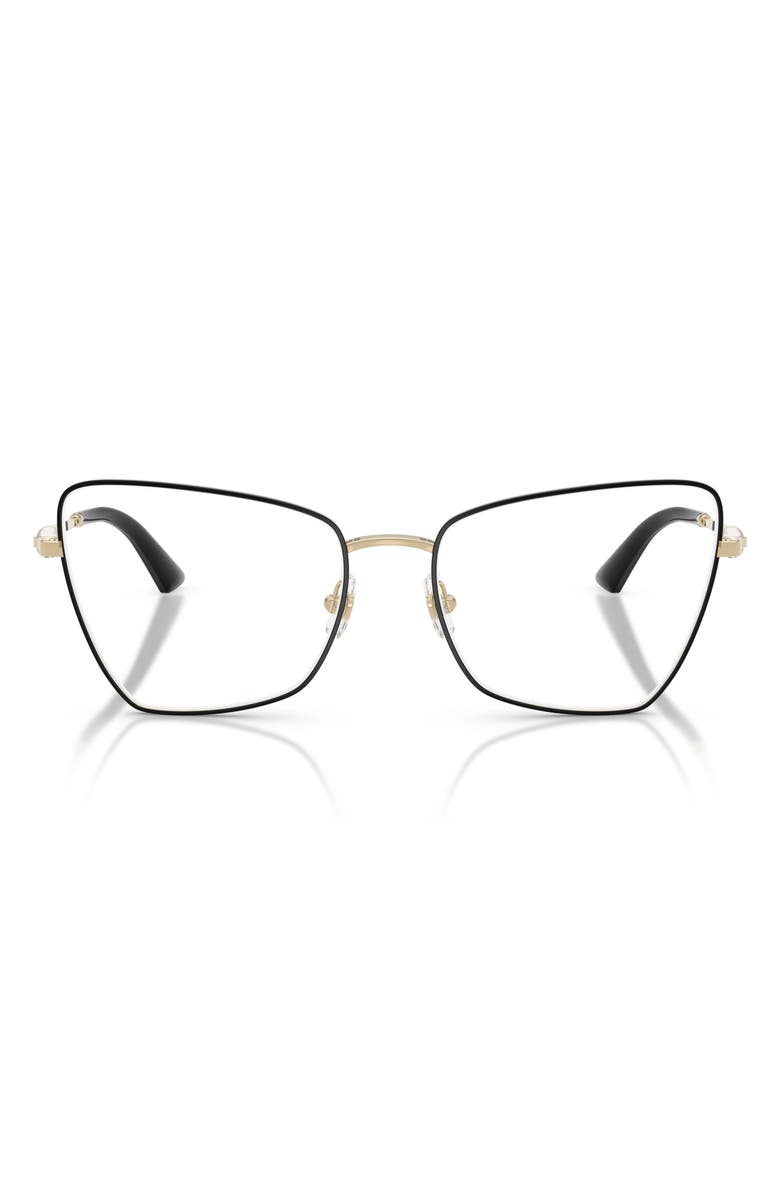 Jimmy Choo 54mm Irregular Optical Glasses, Main, color, Pale Gold/ Black / Demo Lens