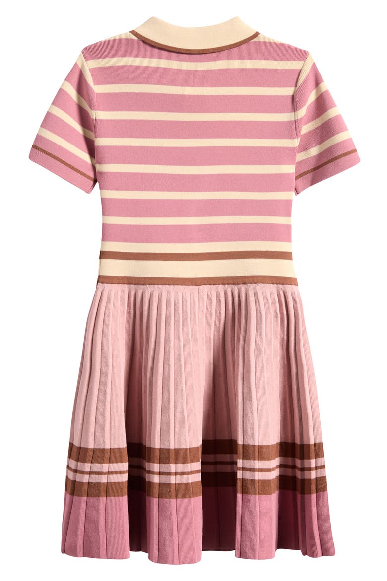 Kids' Ophelia Stripe Cotton Polo Dress, Alternate, color, PINK