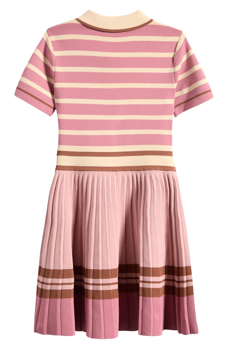 Reiss Kids' Ophelia Stripe Cotton Polo Dress, Alternate, color, Pink