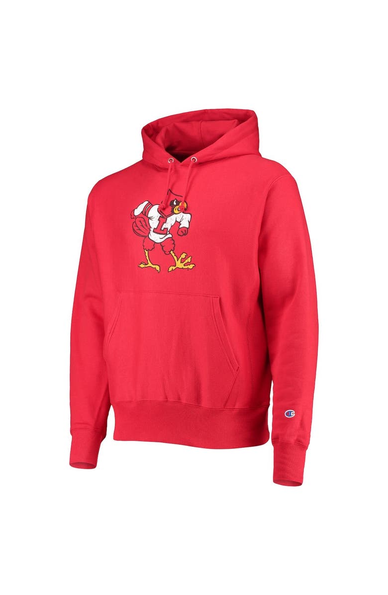 Champion Men's Champion Red Louisville Cardinals Vault Logo Reverse Weave Pullover Hoodie, Alternate, color, 