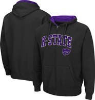 COLOSSEUM Men's Colosseum Black Kansas State Wildcats Arch & Logo 3.0 Full-Zip Hoodie