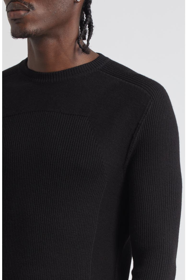 Geo Rib Virgin Wool Sweater, Alternate, color, BLACK
