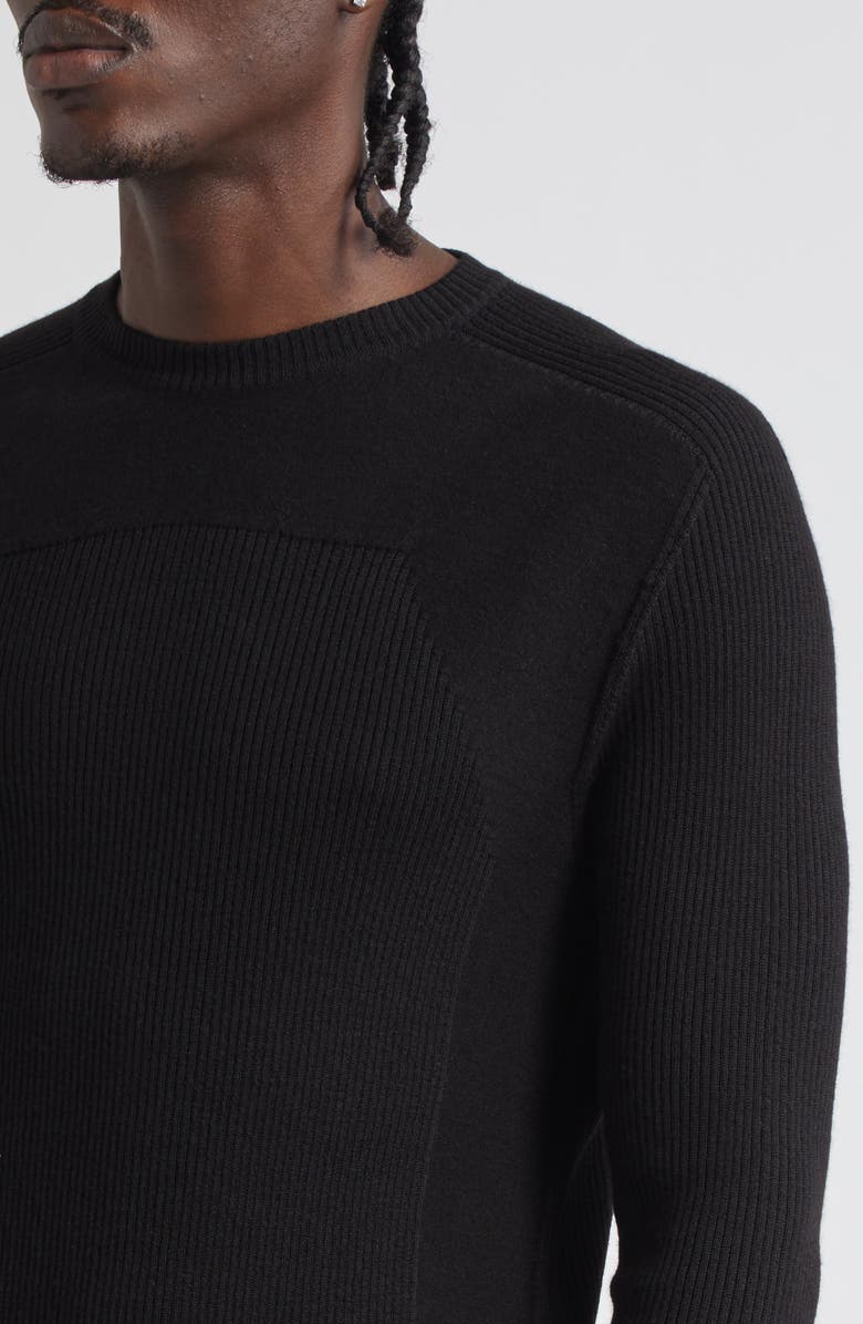 Rick Owens Geo Rib Virgin Wool Sweater, Alternate, color, Black