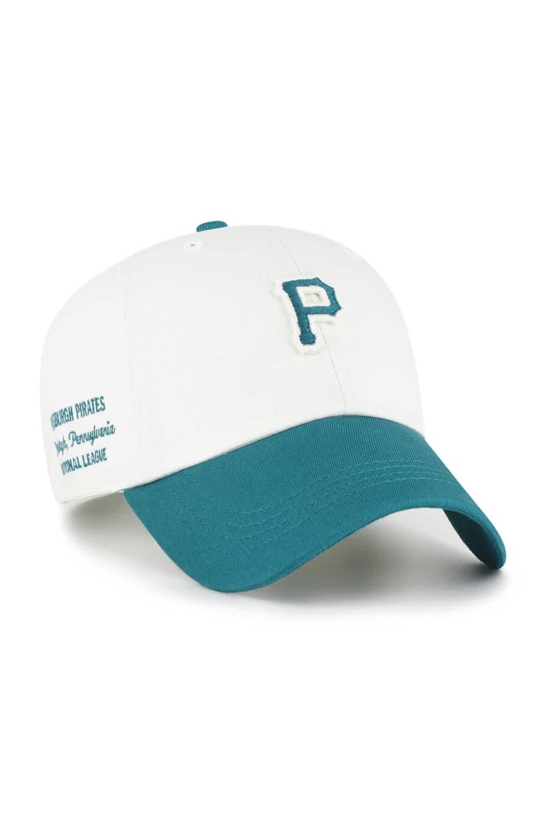 Men's '47 White/Teal Pittsburgh Pirates Contemporary Tonal Clean Up Adjustable Hat, Alternate, color, White