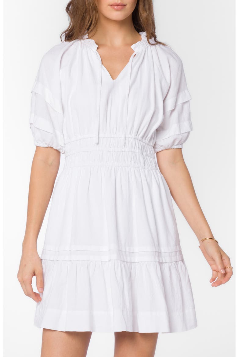 Donna Linen Blend Minidress, Main, color, WHITE
