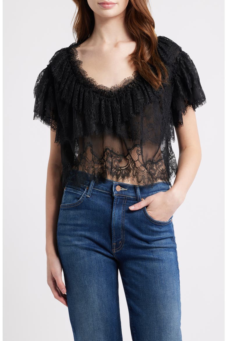 Vienne Lace Crop Top, Main, color, BLACK