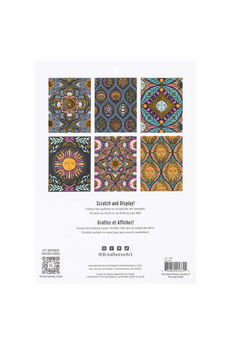 Scratch Art Paper Pad Moon & Sun 6 Designs, Alternate, color, Multicolored