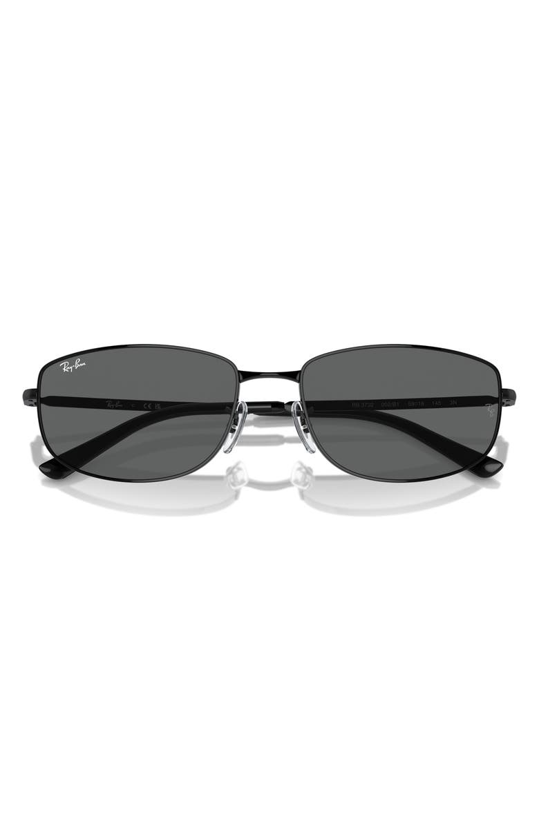 Ray-Ban 59mm Oval Sunglasses, Alternate, color, Black