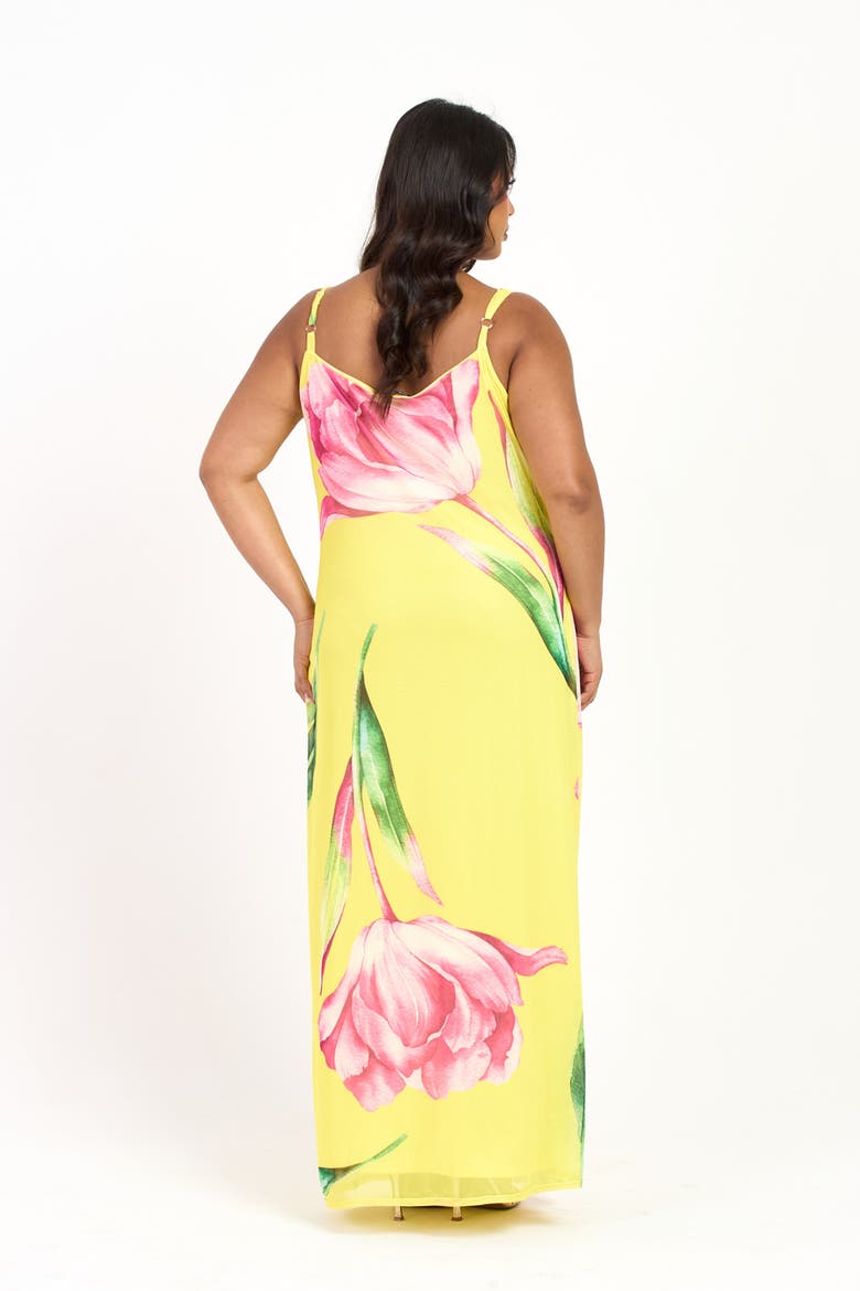 Statement Floral Strappy Maxi Dress, Alternate, color, Yellow
