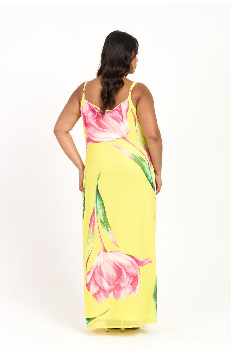 FASHION-SZN CURVE Statement Floral Strappy Maxi Dress, Alternate, color, Yellow