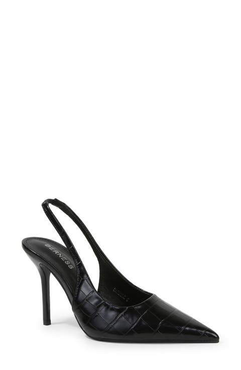 Carmine Croc Embossed Faux Leather Slingback Pump