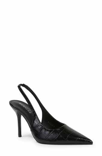 Carmine Croc Embossed Faux Leather Slingback Pump