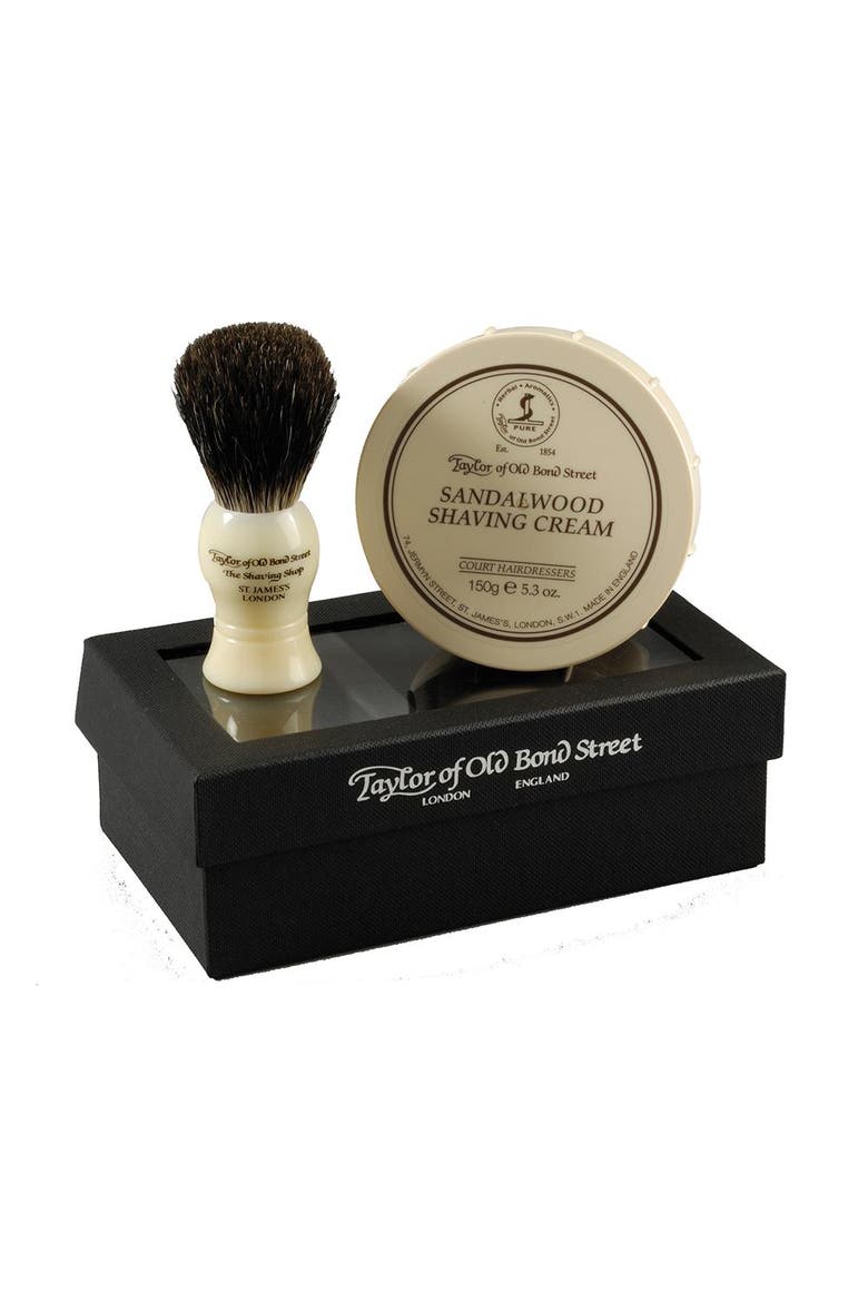 Pure Badger & Sandalwood Shaving Cream Gift Box, Main, color, White