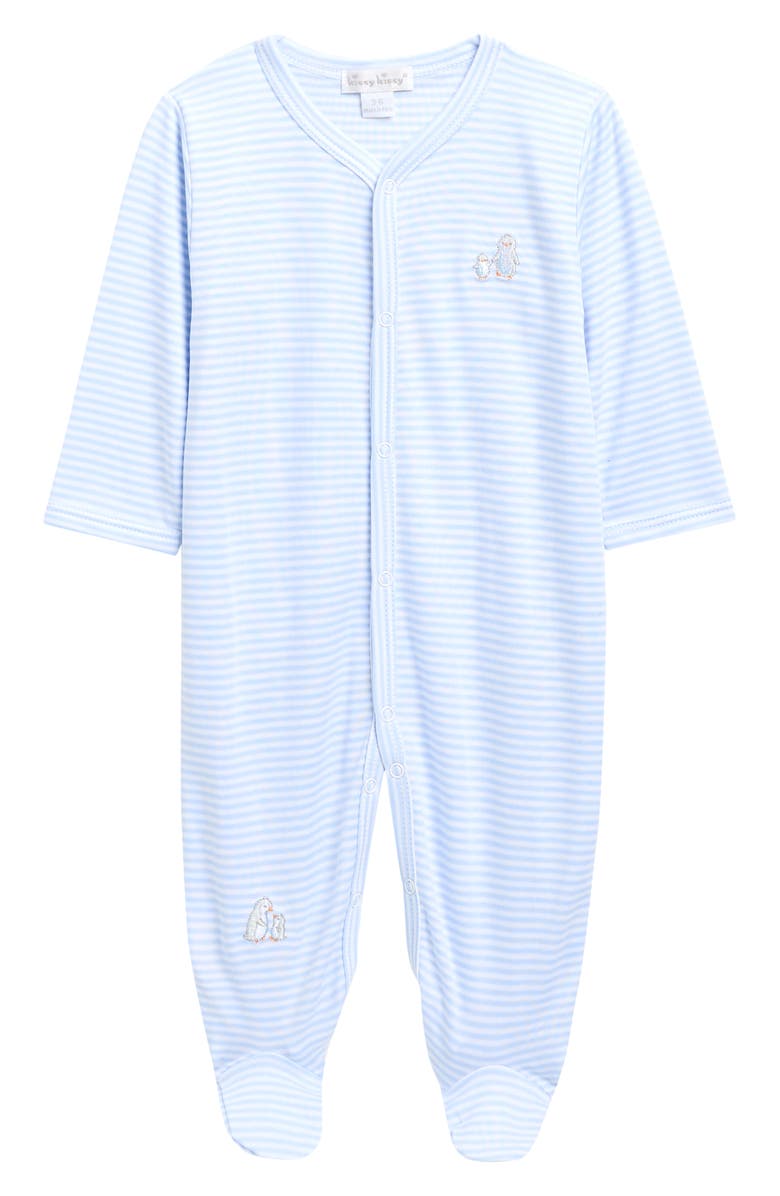 Kissy Kissy Print Pima Cotton Footie, Main, color, Light Blue