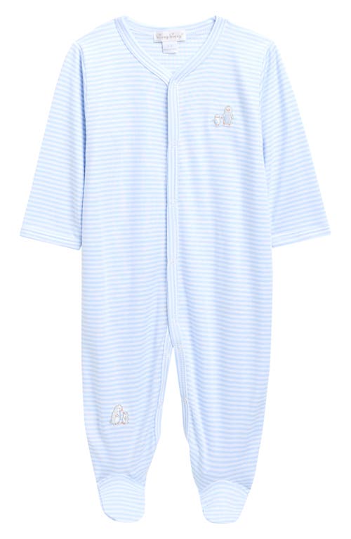 Kissy Kissy Print Pima Cotton Footie In Blue
