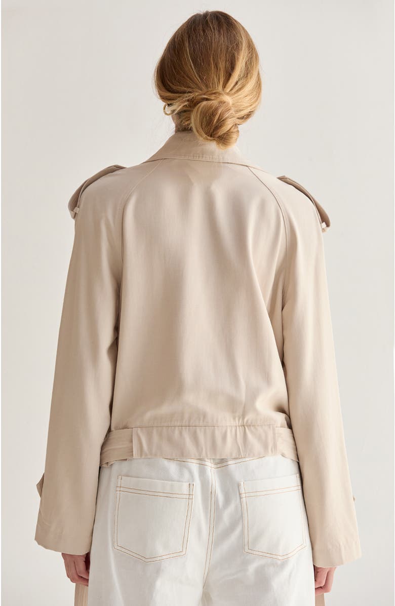 CRESCENT Double Breasted Crop Trench Coat, Alternate, color, Bone