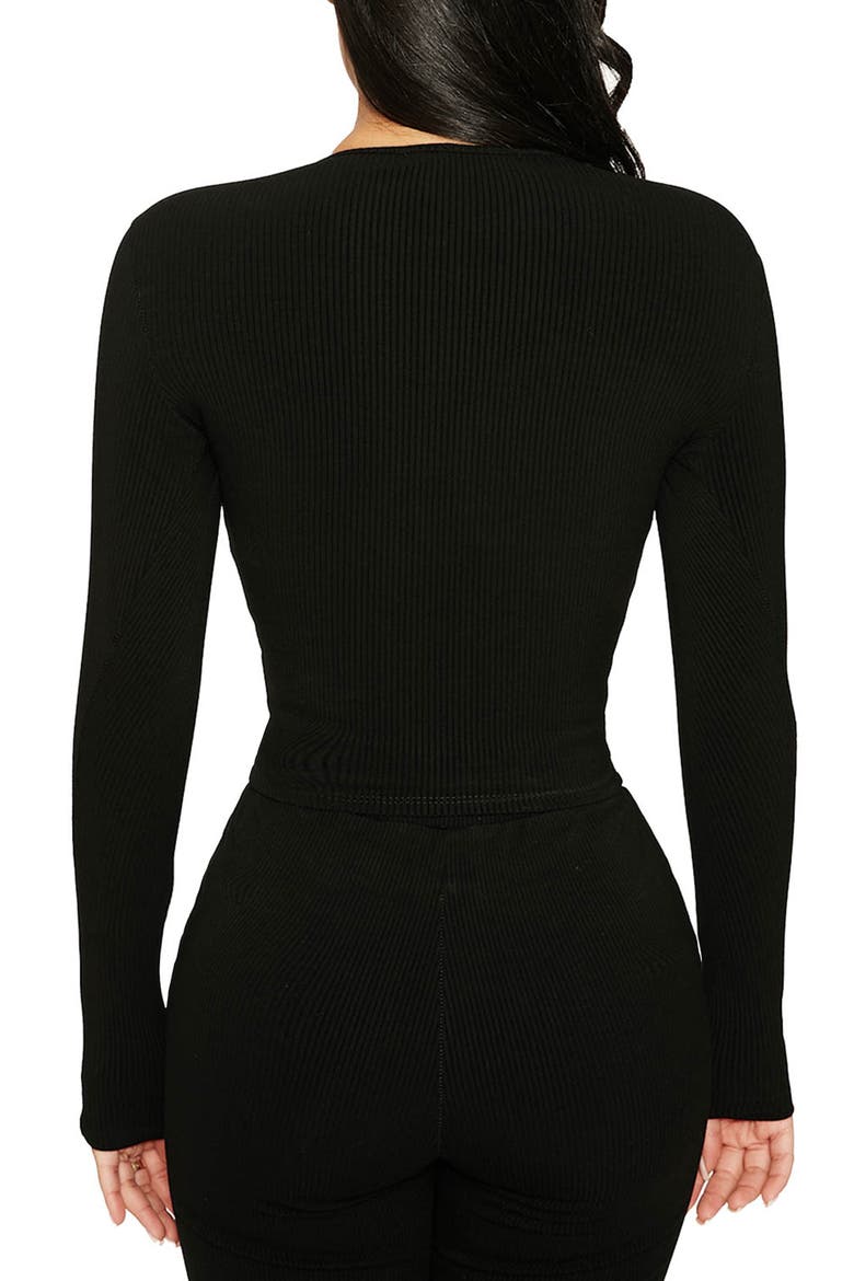 Snatched to the T Long Sleeve Top, Alternate, color, BLACK