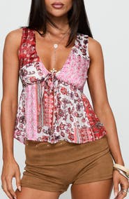 Princess Polly Lovely Bunch Pleated Mixed Print Tank