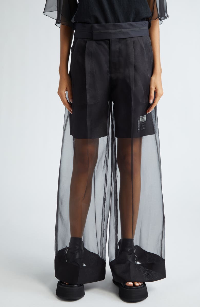 Undercover Layered Silk Organza Wide Leg Pants, Main, color,
