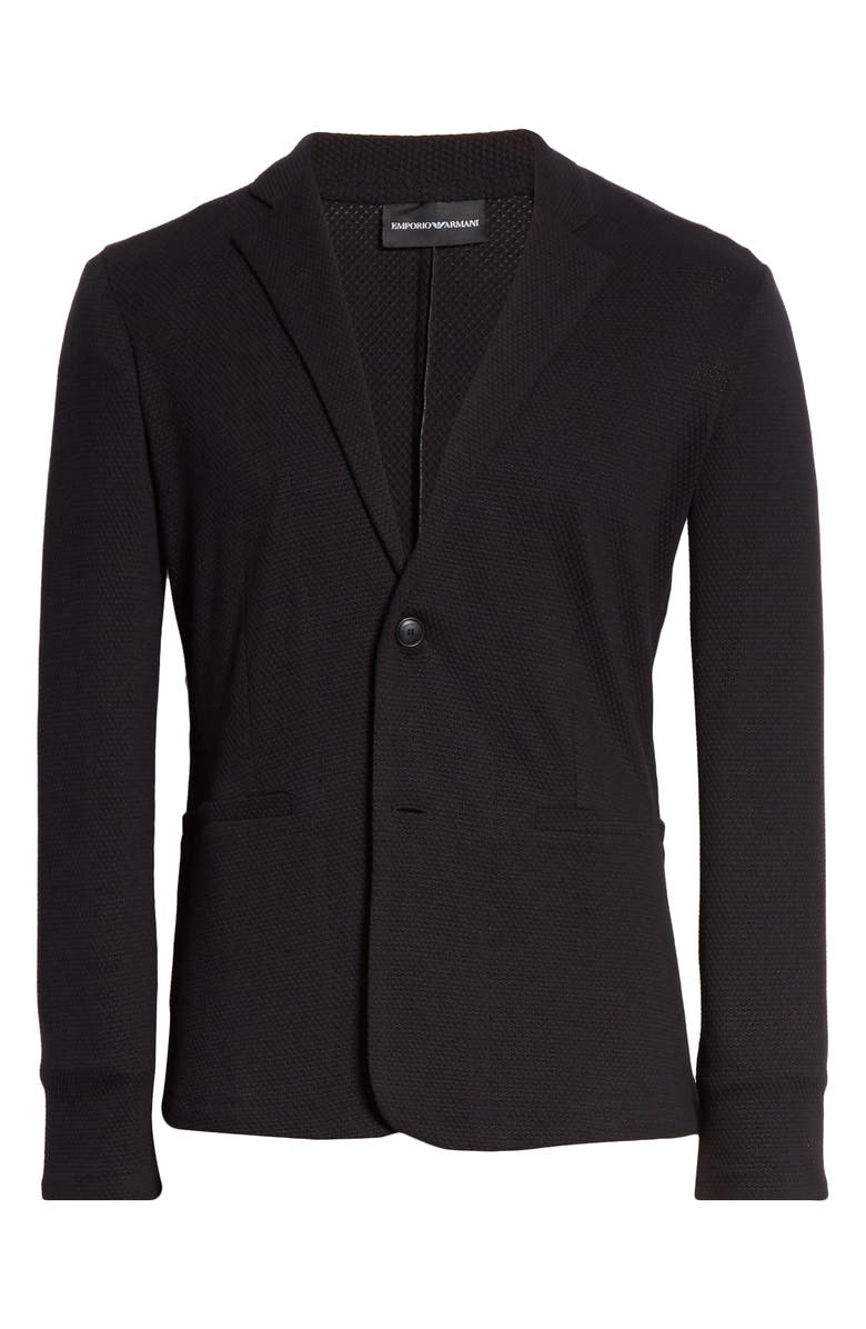 Emporio Armani Trim Fit Knit Cotton Blend Blazer, Alternate, color, 